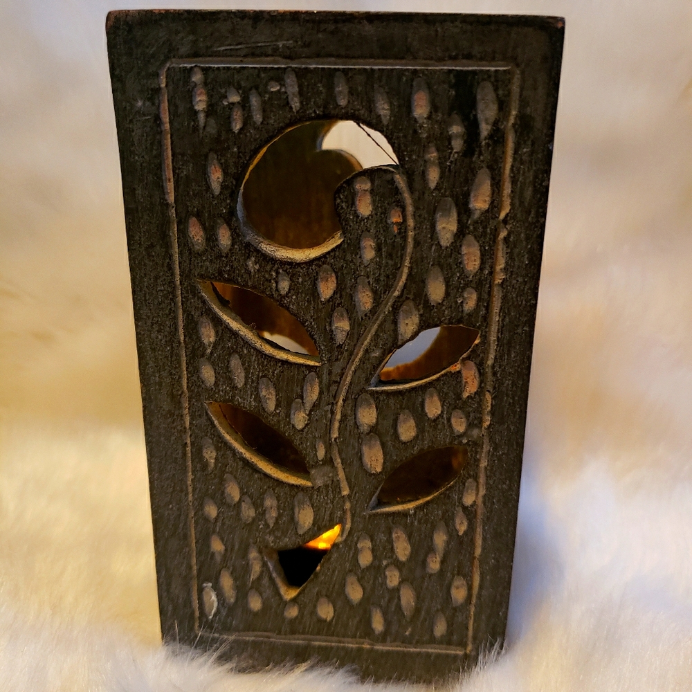 Leaf Cutout Candle Holder